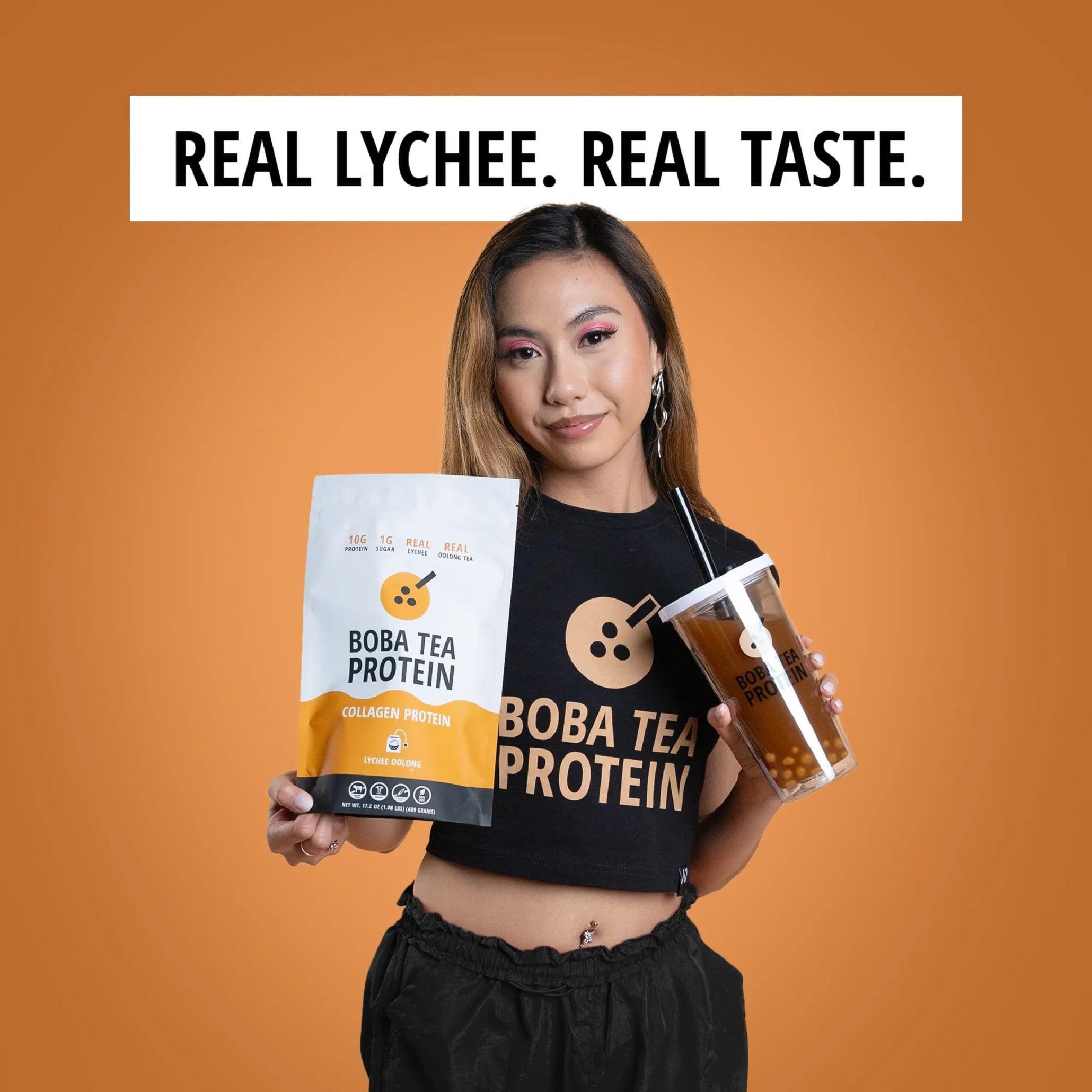 Boba Tea Protein Lychee Oolong Collagen | 30 Servings | Grass-Fed Hydrolyzed Bovine Collagen Powder