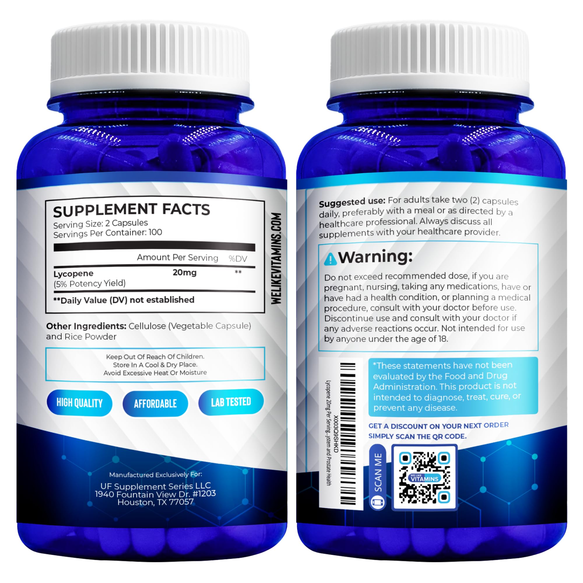 We Like Vitamins Lycopene 20mg – 200 Capsules for Men
