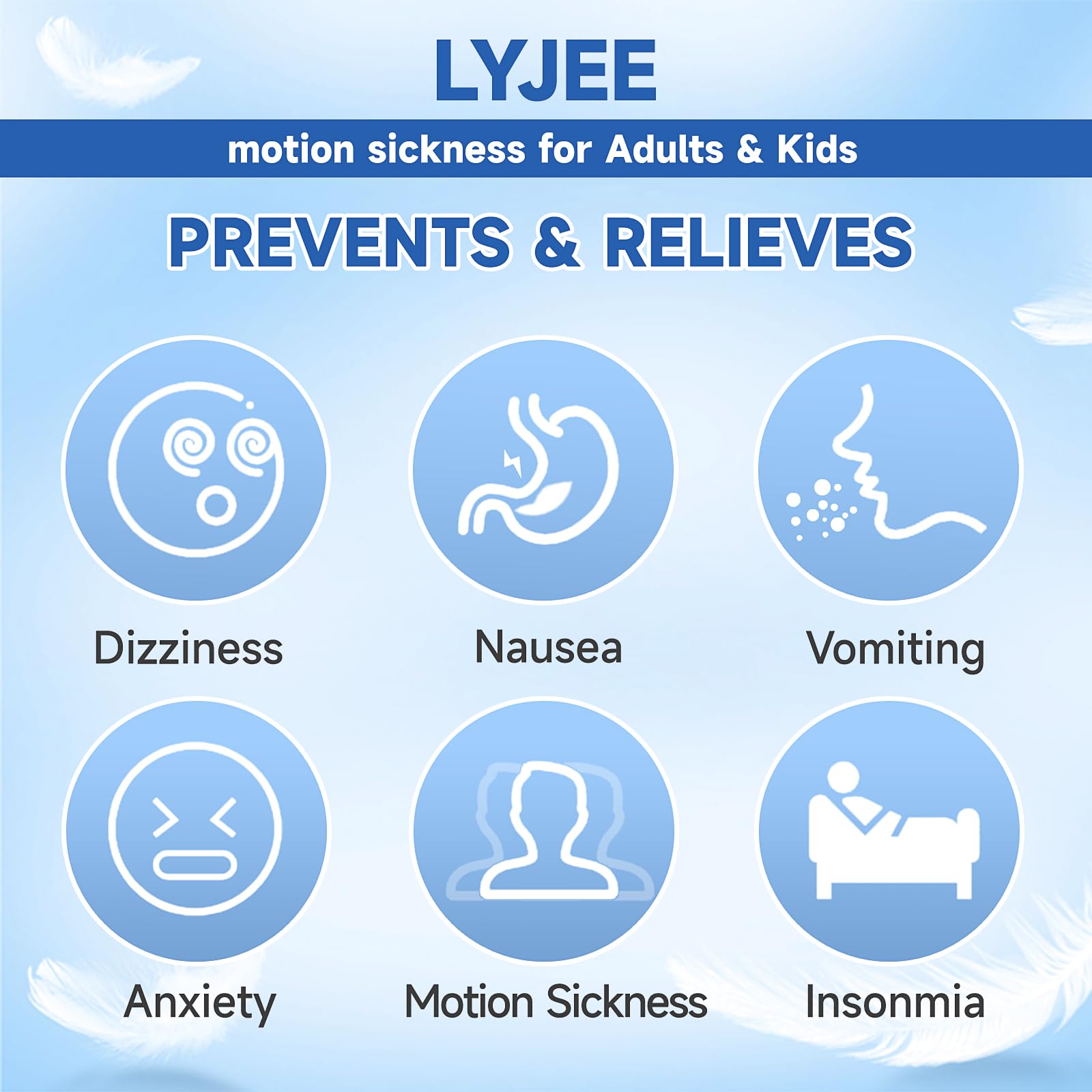 LYJEE Motion Sickness Bands – Quick, Drug-Free Nausea Relief for Travel (Adults & Kids)