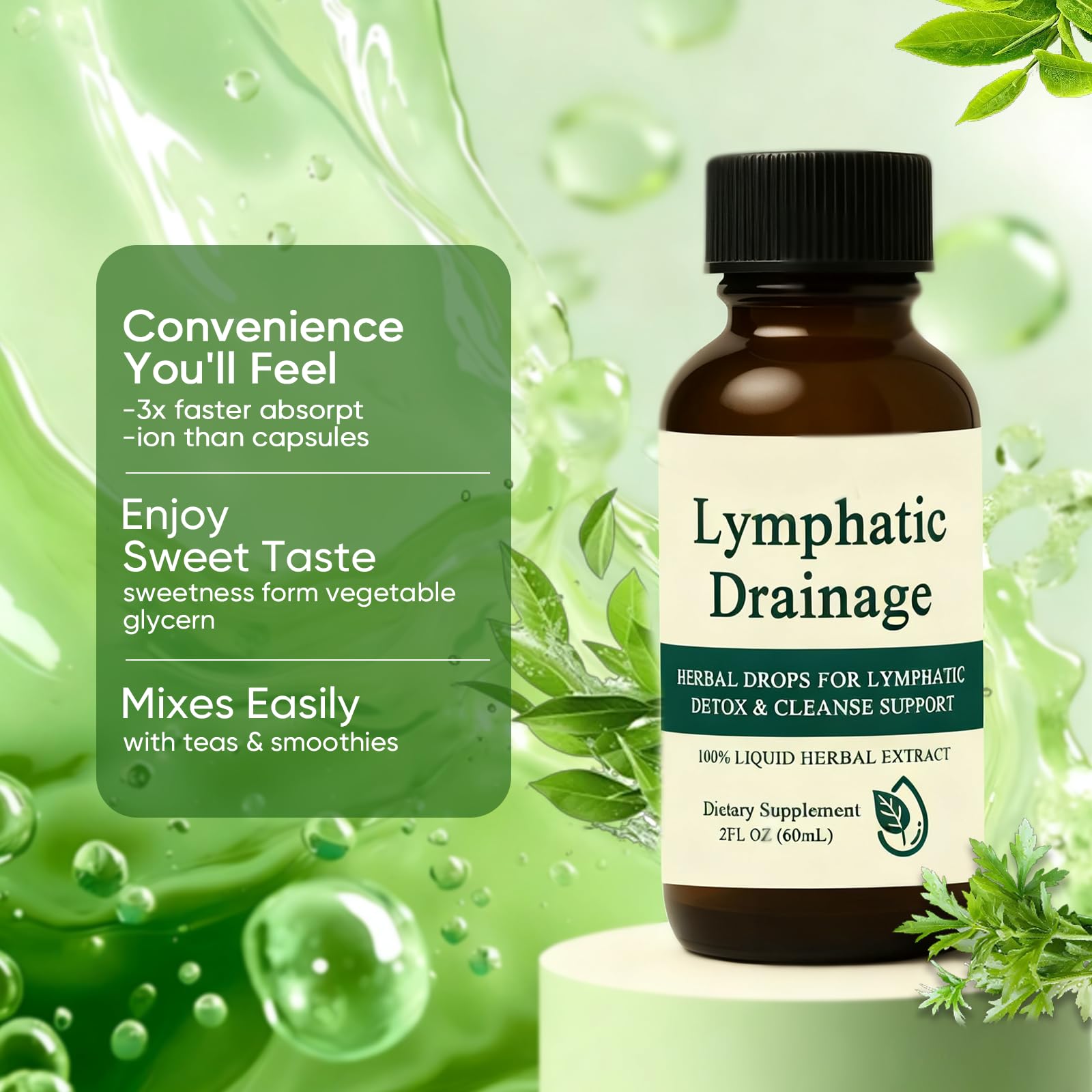 Lymphatic Drainage Drops – Immune Support, Fast-Absorbing, Vegan & Non-GMO | 2 Fl Oz