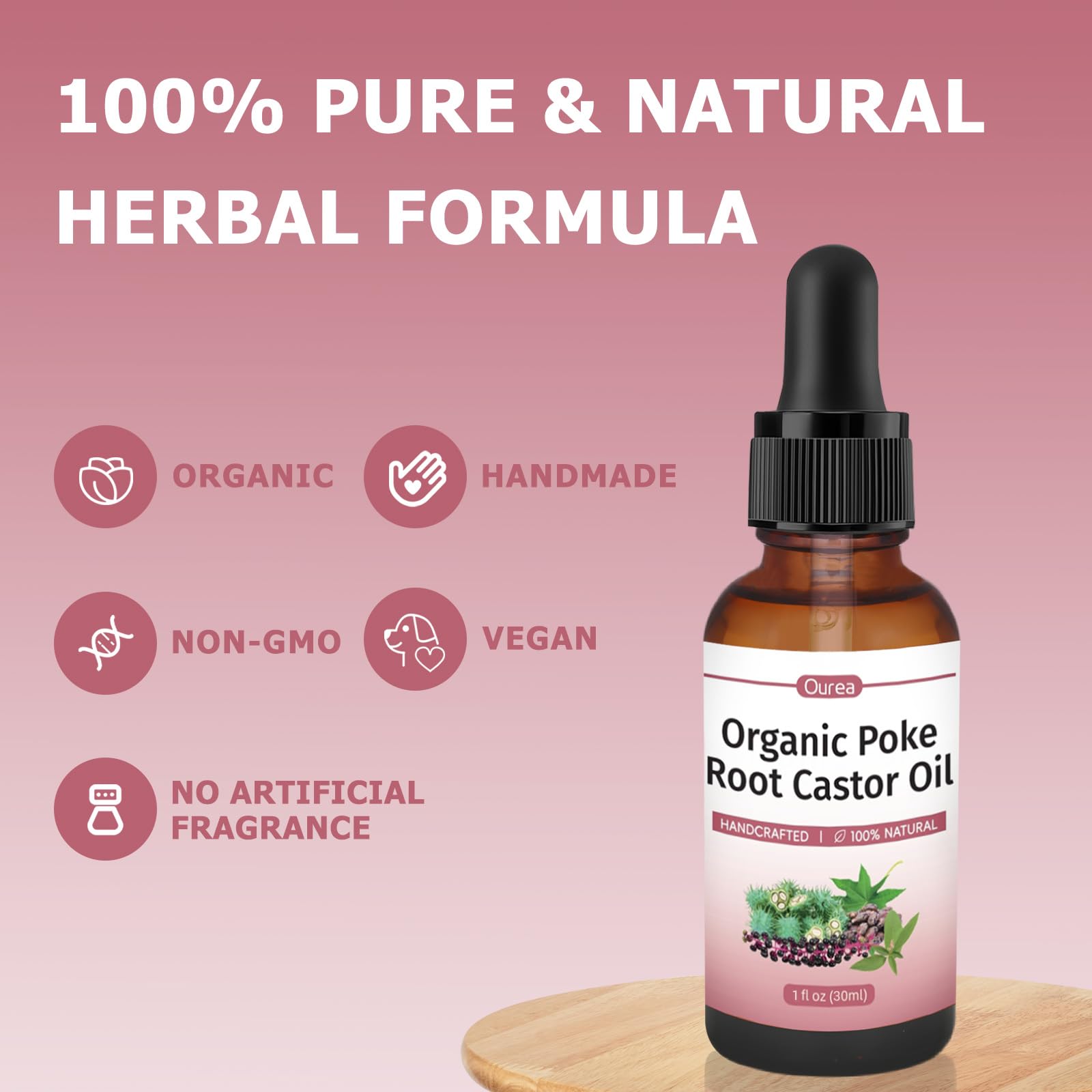 Poke Root & Castor Oil – 1 fl oz | Natural Lymphatic Support Massage Oil for Cysts, Fibroids, Breast Swelling & Joints