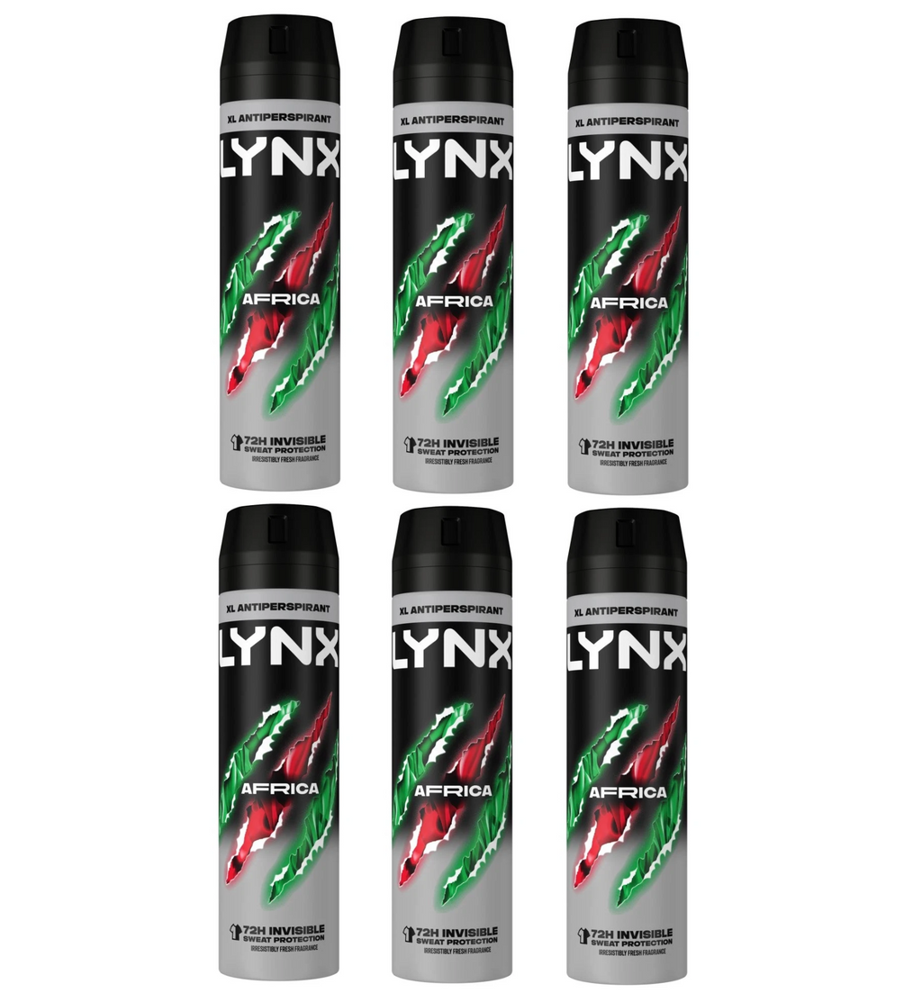 6 x Lynx Antiperspirant Deodorant Spray Xxl Africa 250 Ml