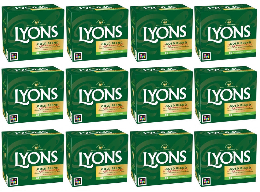 12 x Lyons 80 Gold Blend Biodegradable Teabags 232G