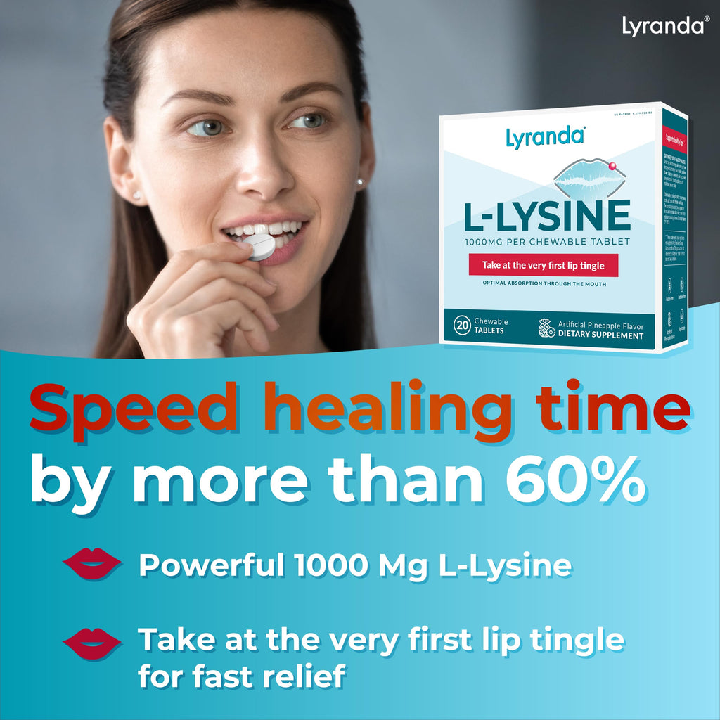 Lyranda® Lysine Cold Sore Treatment - Chewable L-Lysine Tablets, Faster Absorption