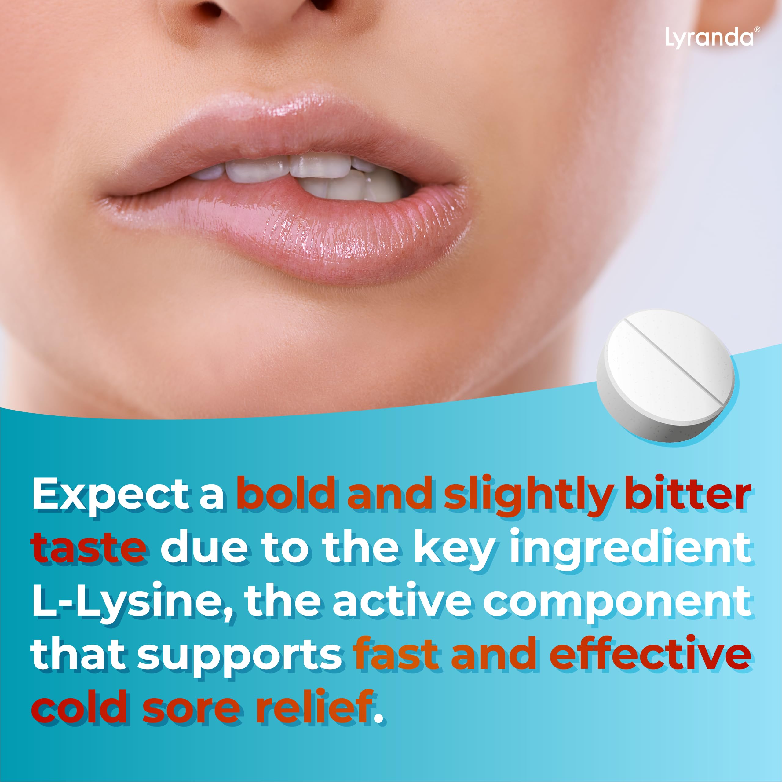 Lyranda® Lysine Cold Sore Treatment - Chewable L-Lysine Tablets, Faster Absorption