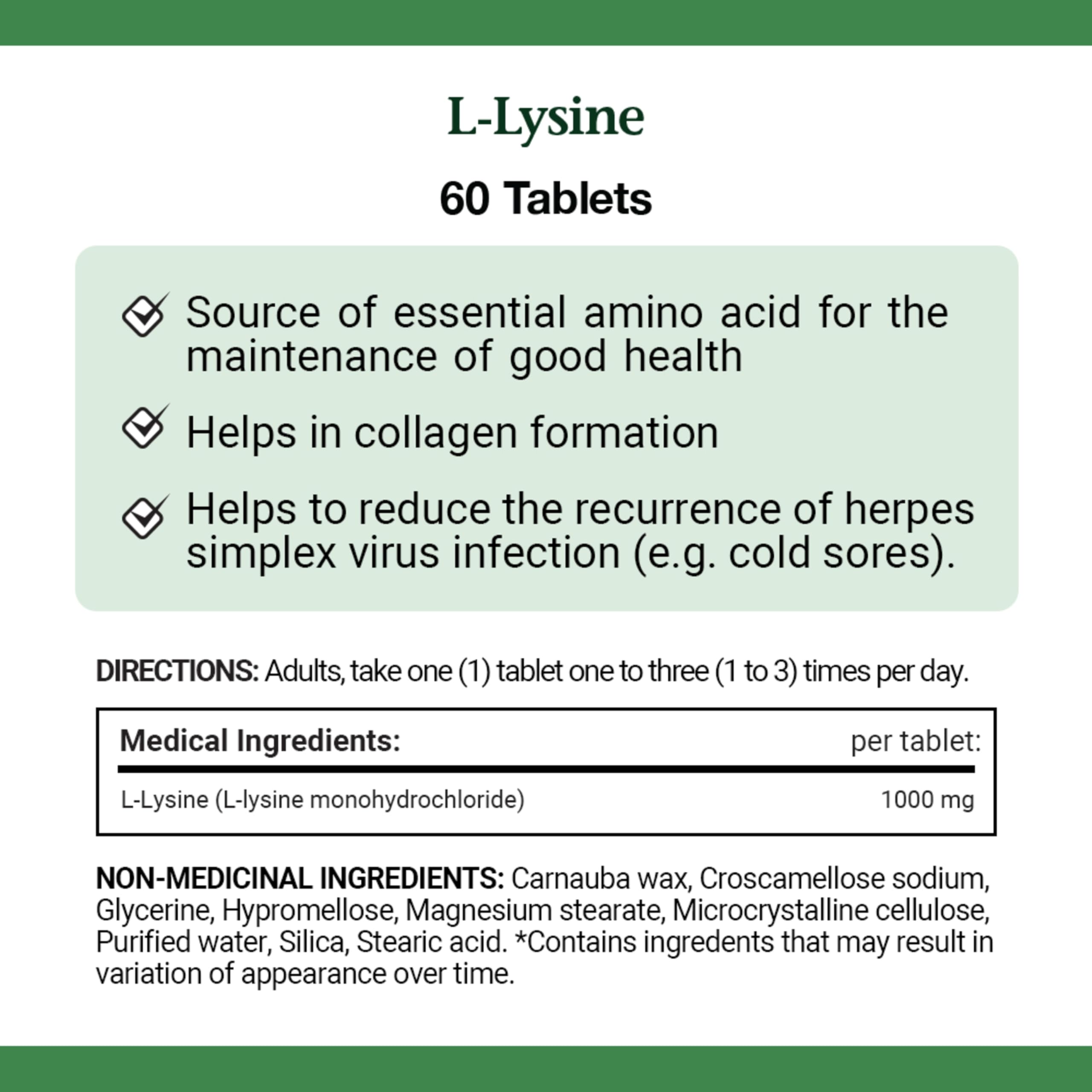 Nature's Bounty L-Lysine 1000 mg - 60 Tablets