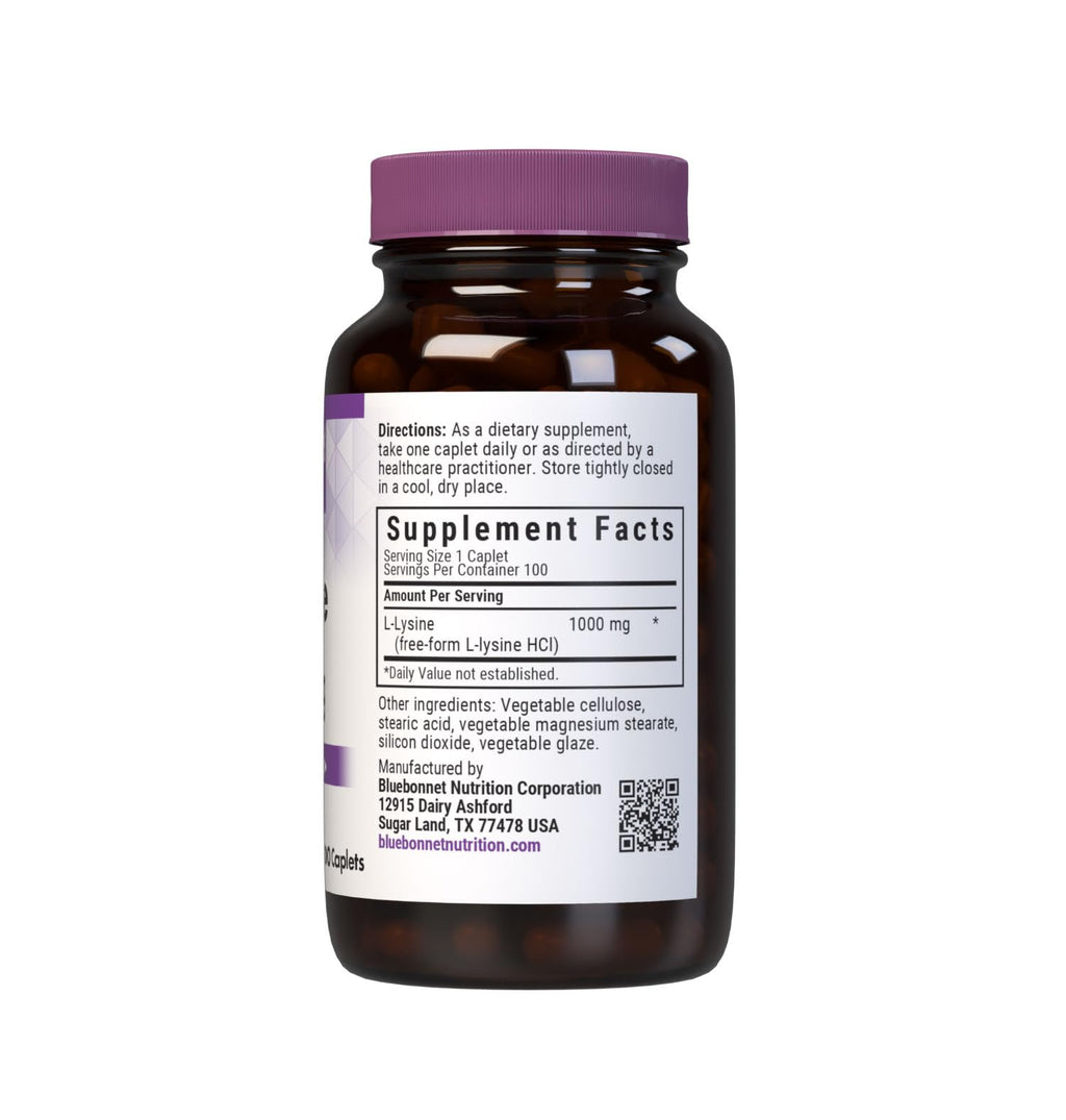 BlueBonnet L-Lysine 1000mg - Immune & Collagen Support (Non-GMO, Vegan, Gluten-Free)