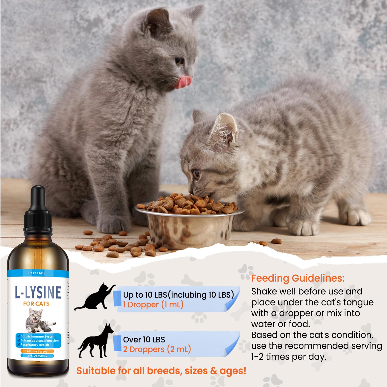 2PCS Lysine for Cats – Immune Support, L-Lysine Supplement for Feline Respiratory Health