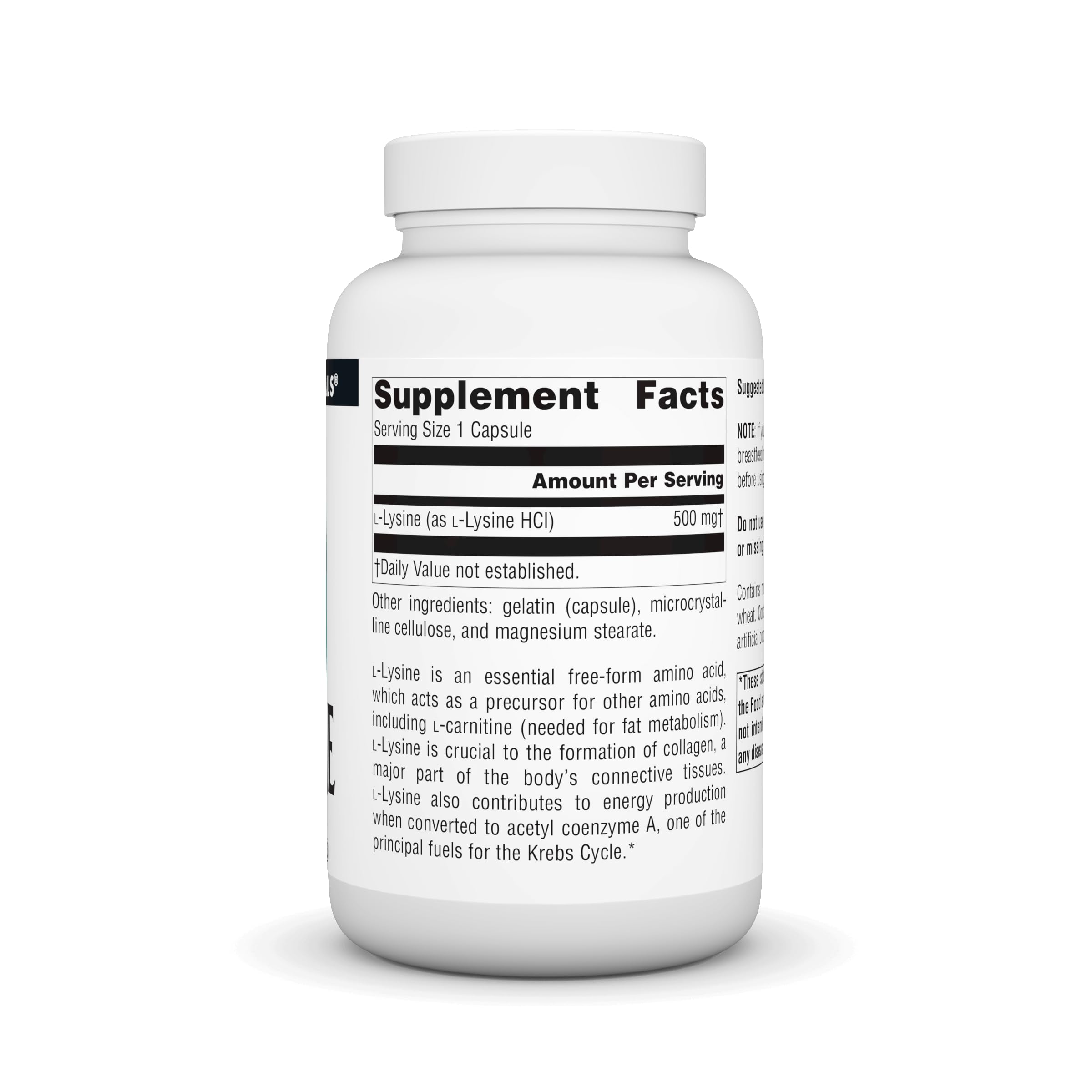 Source Naturals L-Lysine Free Form - Amino Acid Supplement for Collagen & Energy (100 Capsules)
