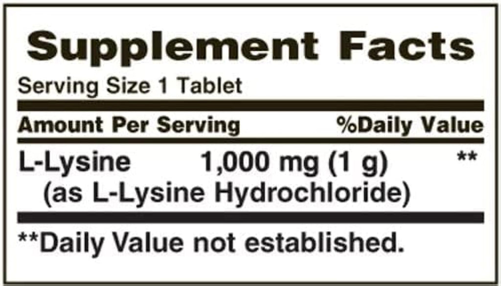 Nature's Bounty L-Lysine 1000 mg Tablets – 60 ea (Pack of 4)