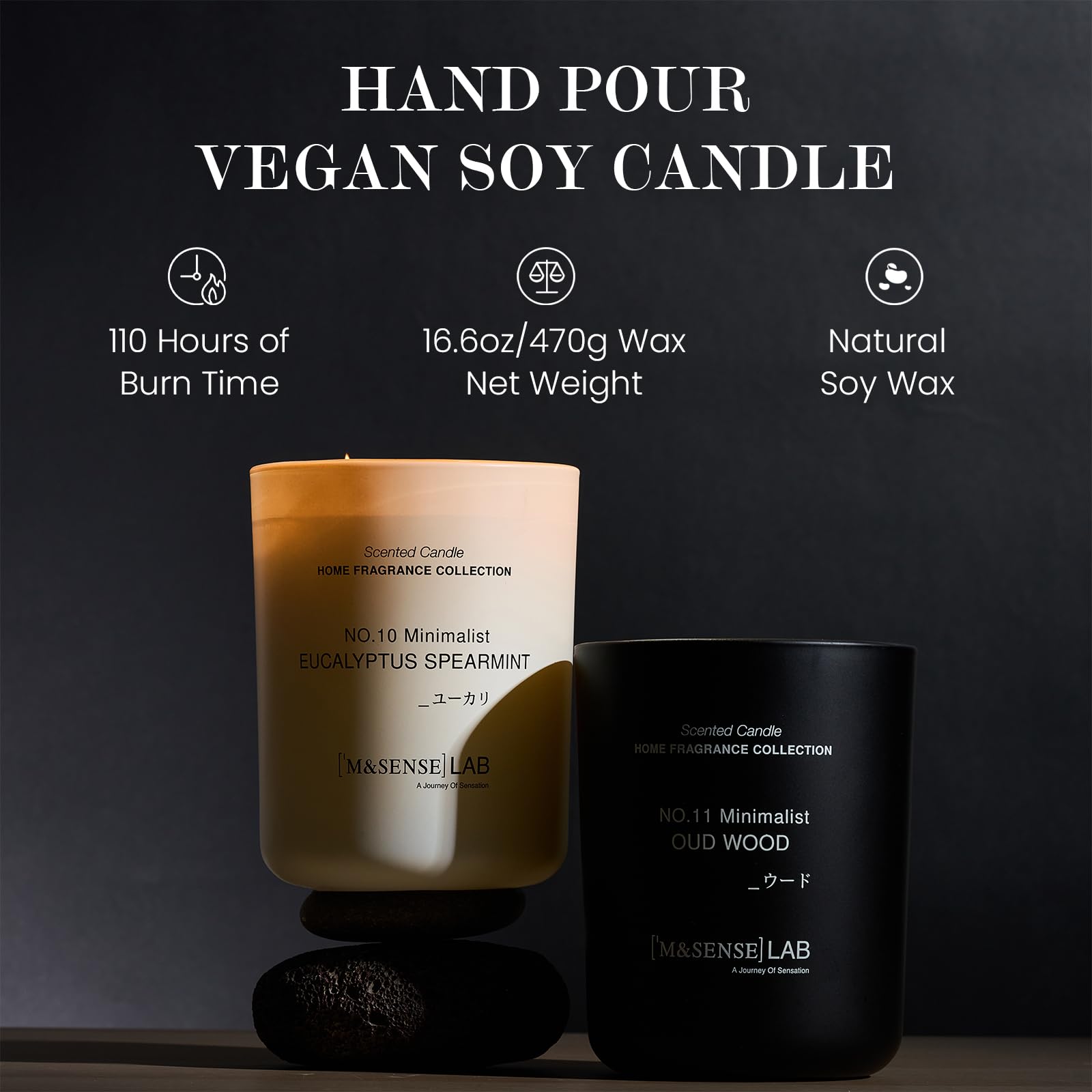 M&SENSE Natural Soy Candle - Eucalyptus Spearmint, 16.6 oz