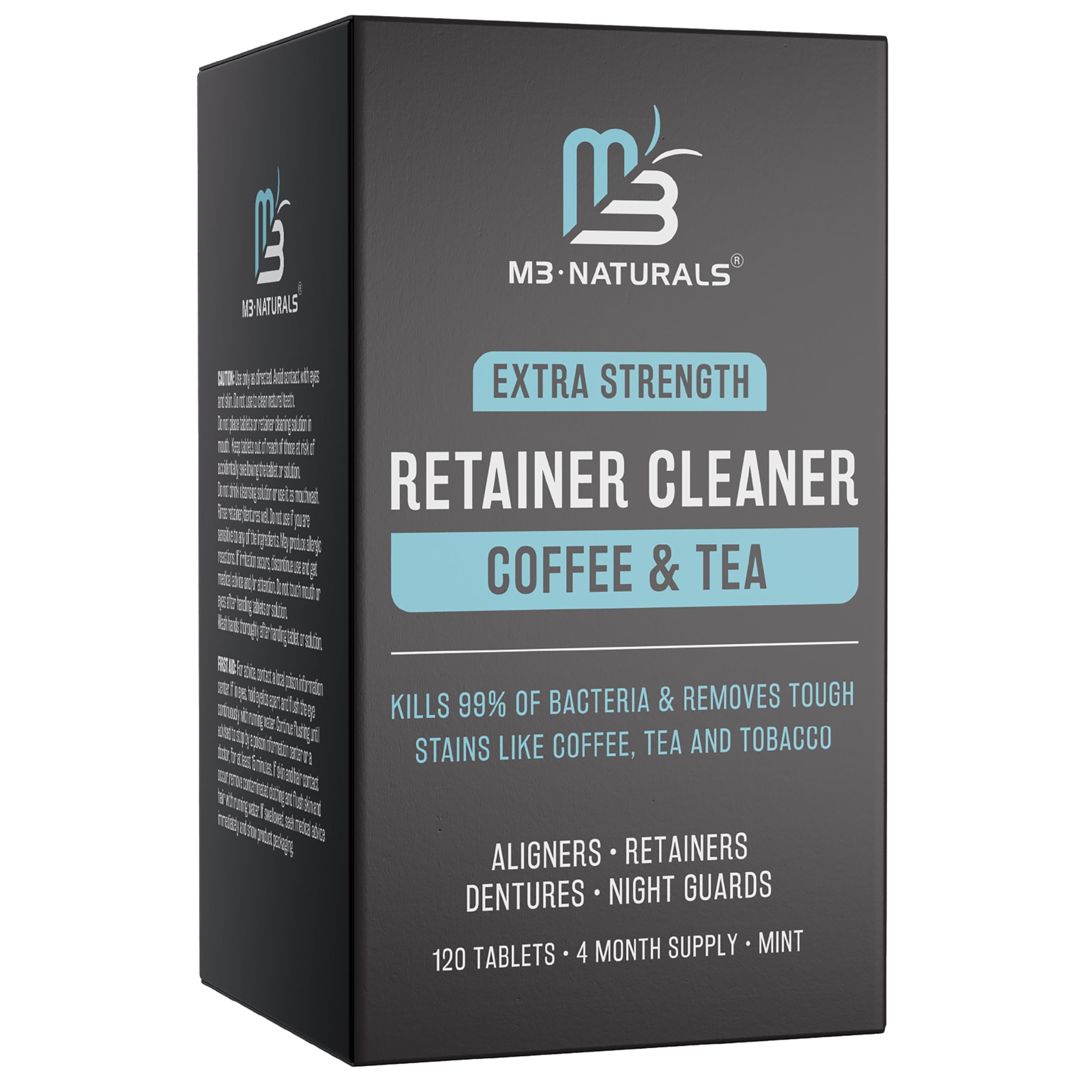 Coffee & Tea Retainer Cleaner Tablets – 120 Count (4-Month) | M3 Naturals