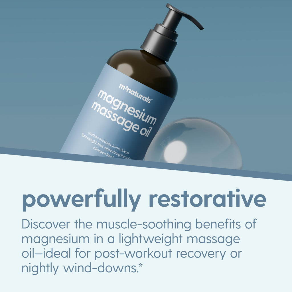 Magnesium Massage Oil for Sore Muscles, Sleep & Recovery – 8 oz by M3 Naturals