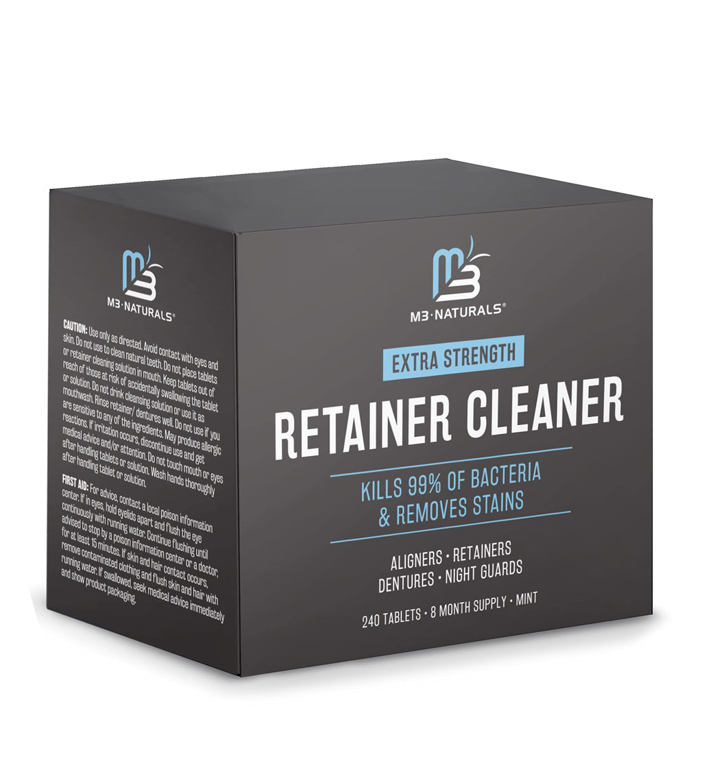 M3 Naturals Retainer and Denture Cleanser – 240 Tablets for Invisalign, Mouth Guards, and Removable Dental Appliances