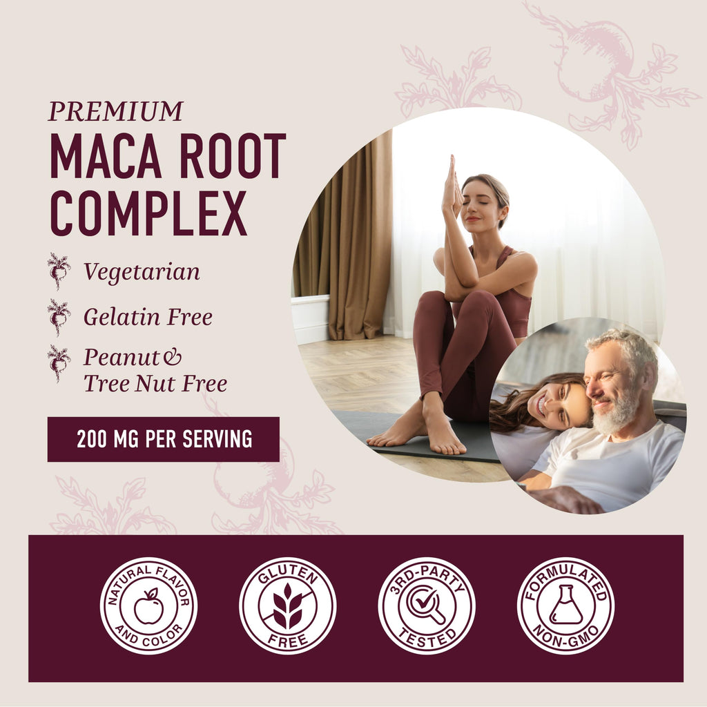 Maca Root Gummies Peach Flavor - 200mg Extra Strength for Energy & Hormone Balance
