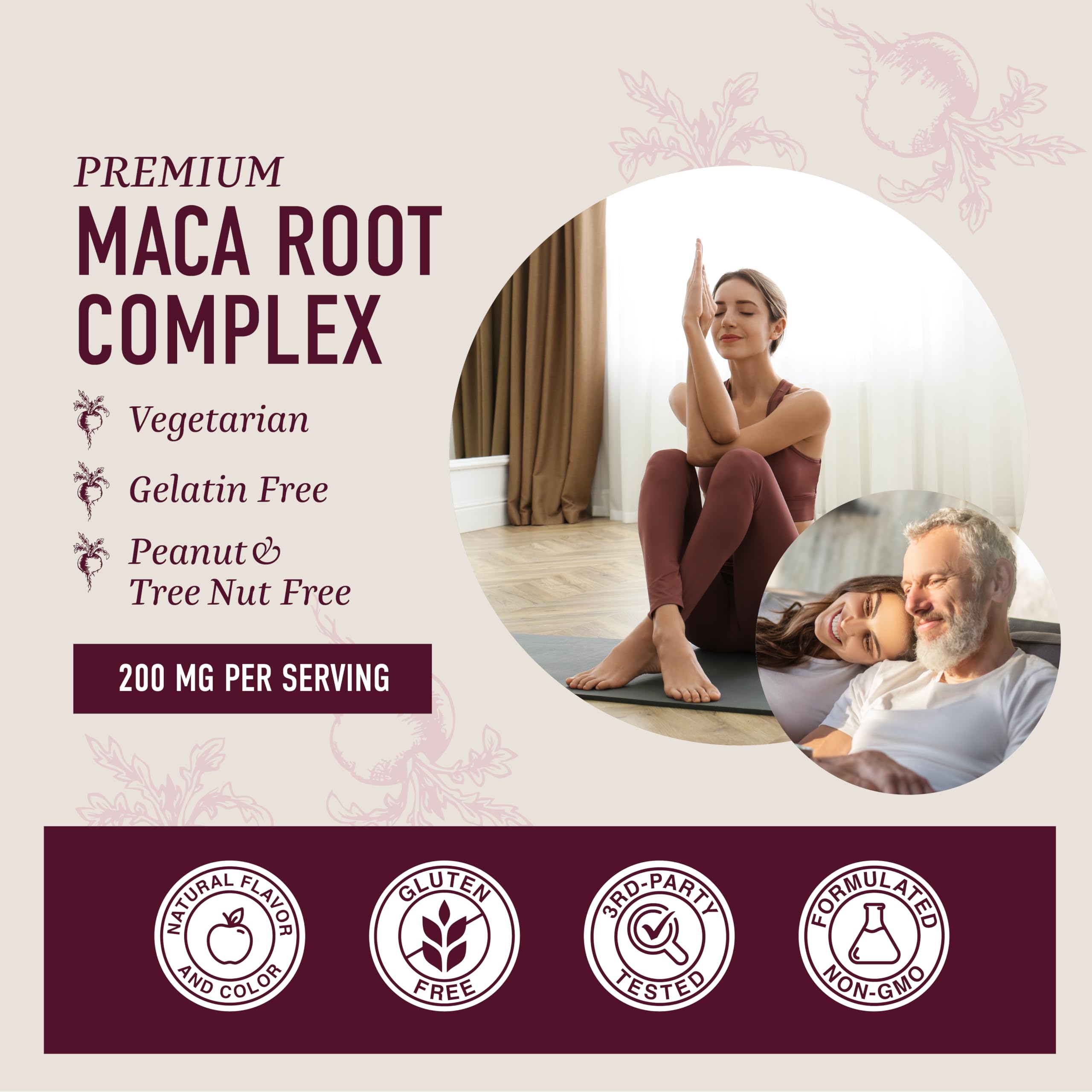 Maca Root Gummies Peach Flavor - 200mg Extra Strength for Energy & Hormone Balance