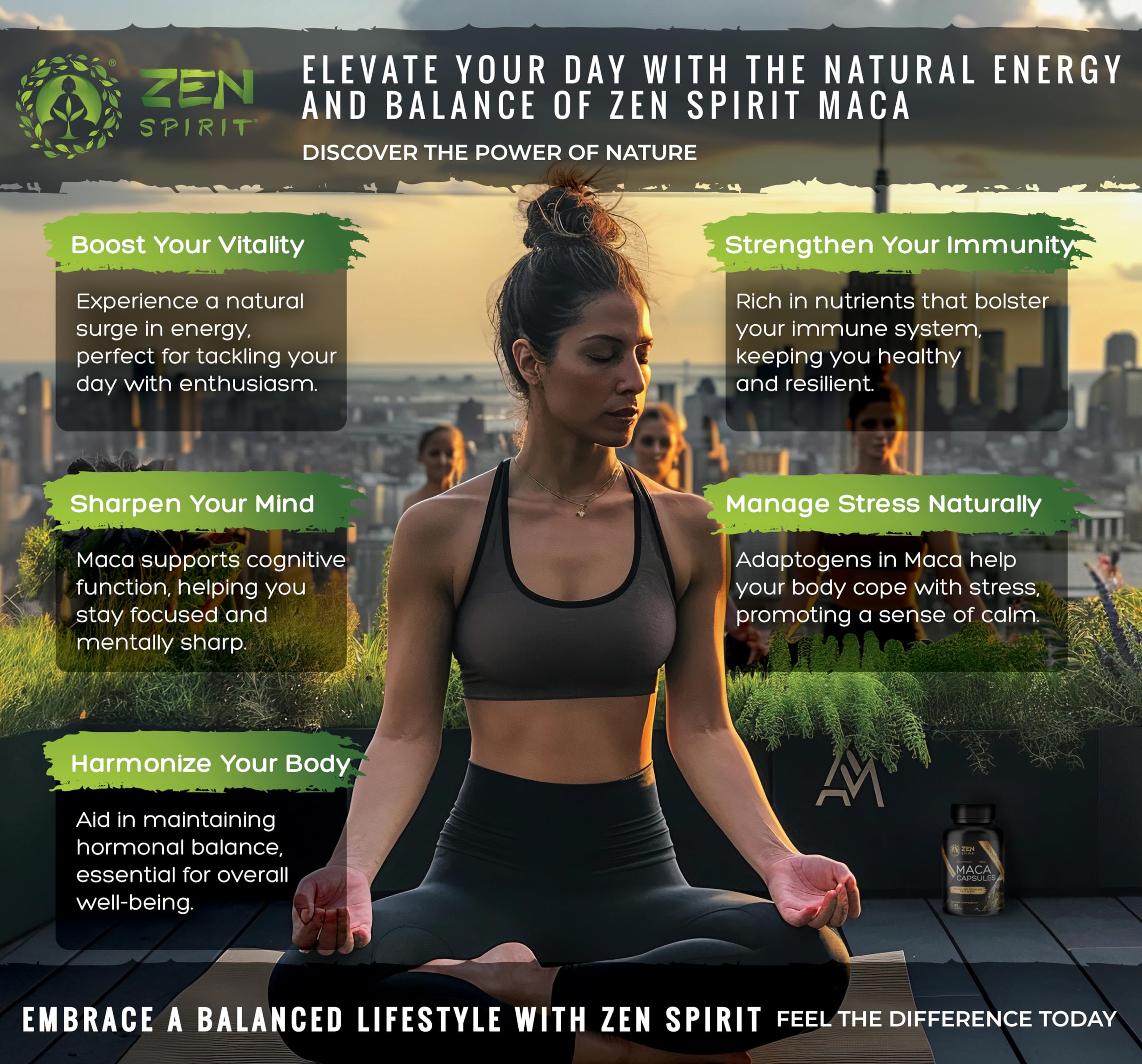 Zen Spirit Maca Root Capsules Gelatinized - Organic, Vegan, 500mg (180 Pills)