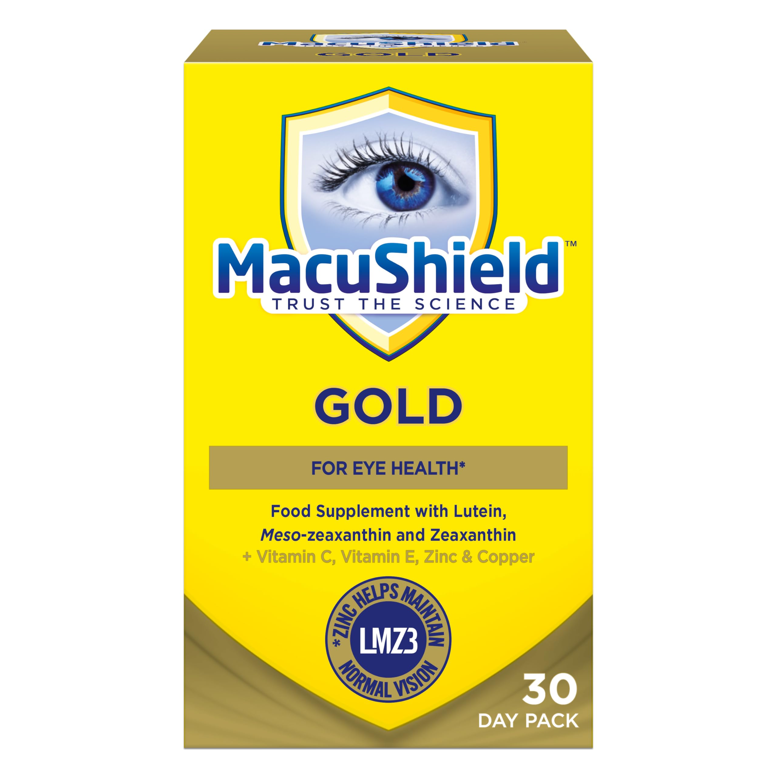 Macu Shield Gold 90 Capsules | Eye Health Supplement with Lutein, Zeaxanthin & Meso-zeaxanthin
