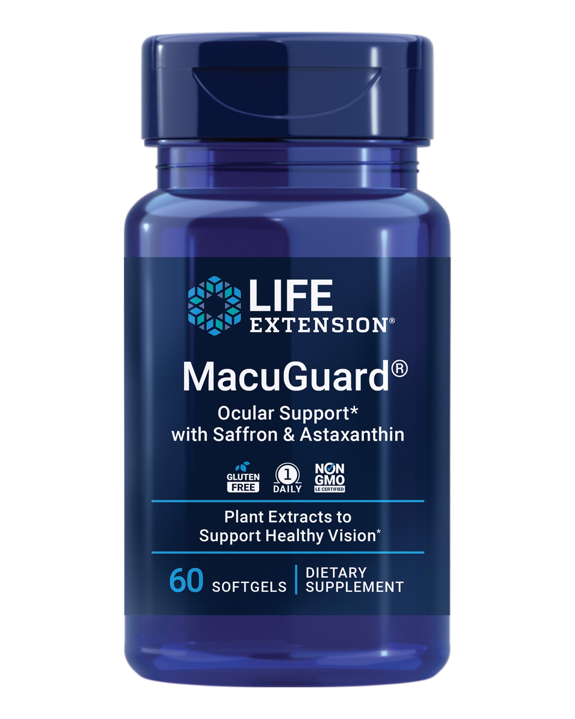 Life Extension MacuGuard Ocular Support – Eye Health with Lutein, Zeaxanthin, Meso‑Zeaxanthin, Saffron & Astaxanthin | 60 Softgels