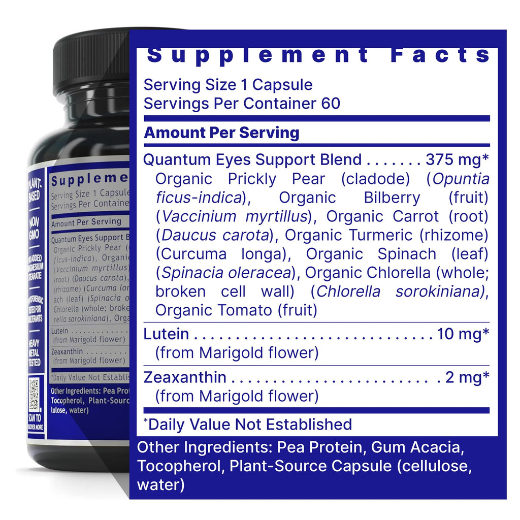 Quantum Nutrition Labs Eye Support - Eye Health Vitamins with Lutein & Zeaxanthin - 60 Vegetarian Capsules