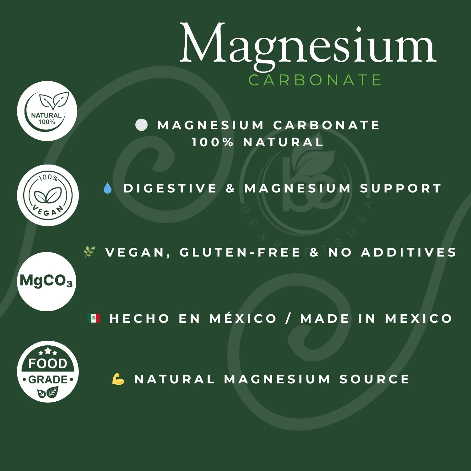 Magnesium Carbonate – 7g x 4 Cubes Pack – Pure Magnesium Carbonate – Food Grade – Non-GMO, Gluten-Free, Vegan – Made in Mexico