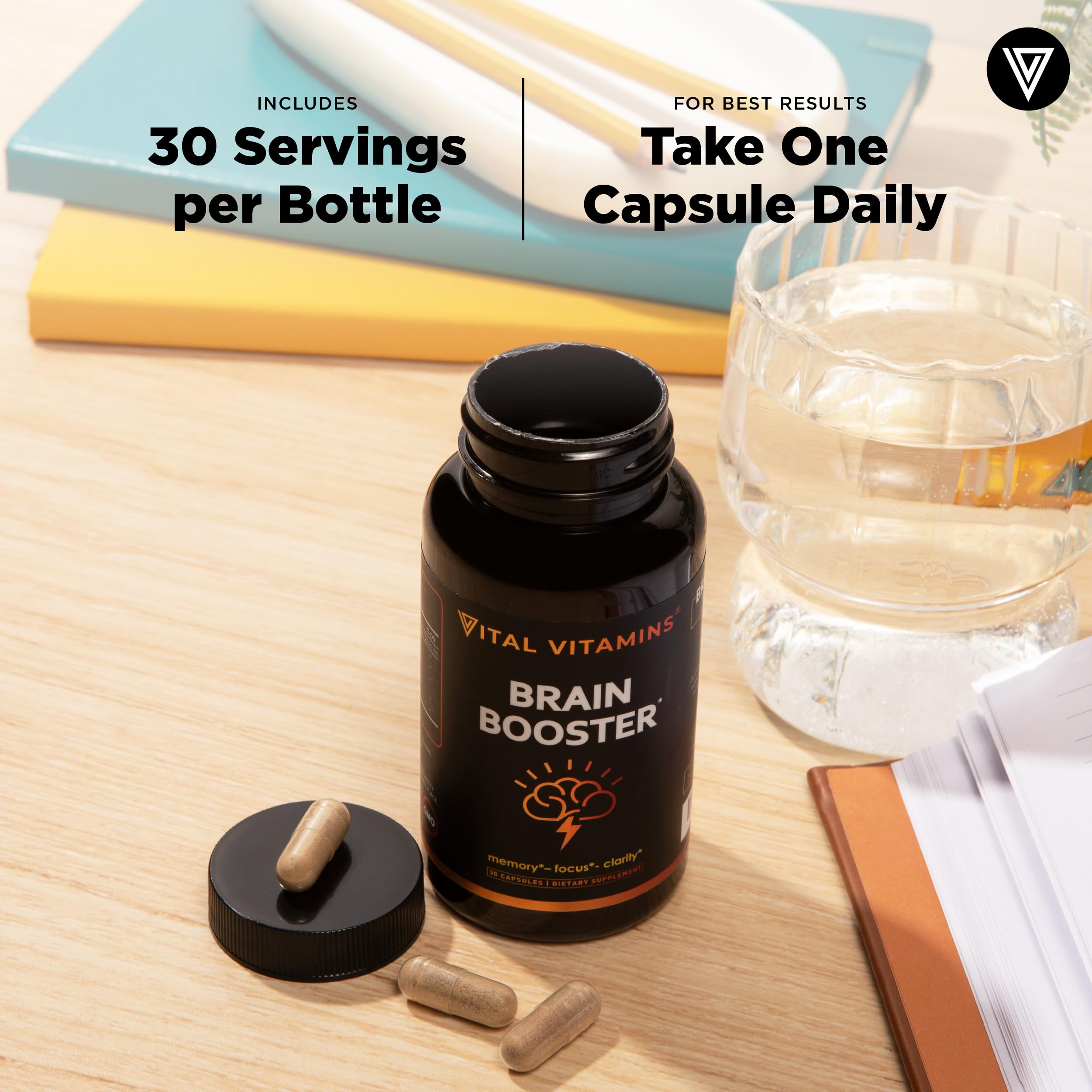Vital Vitamins Brain Booster (2-Pack) — Memory & Focus Nootropics, Caffeine-Free