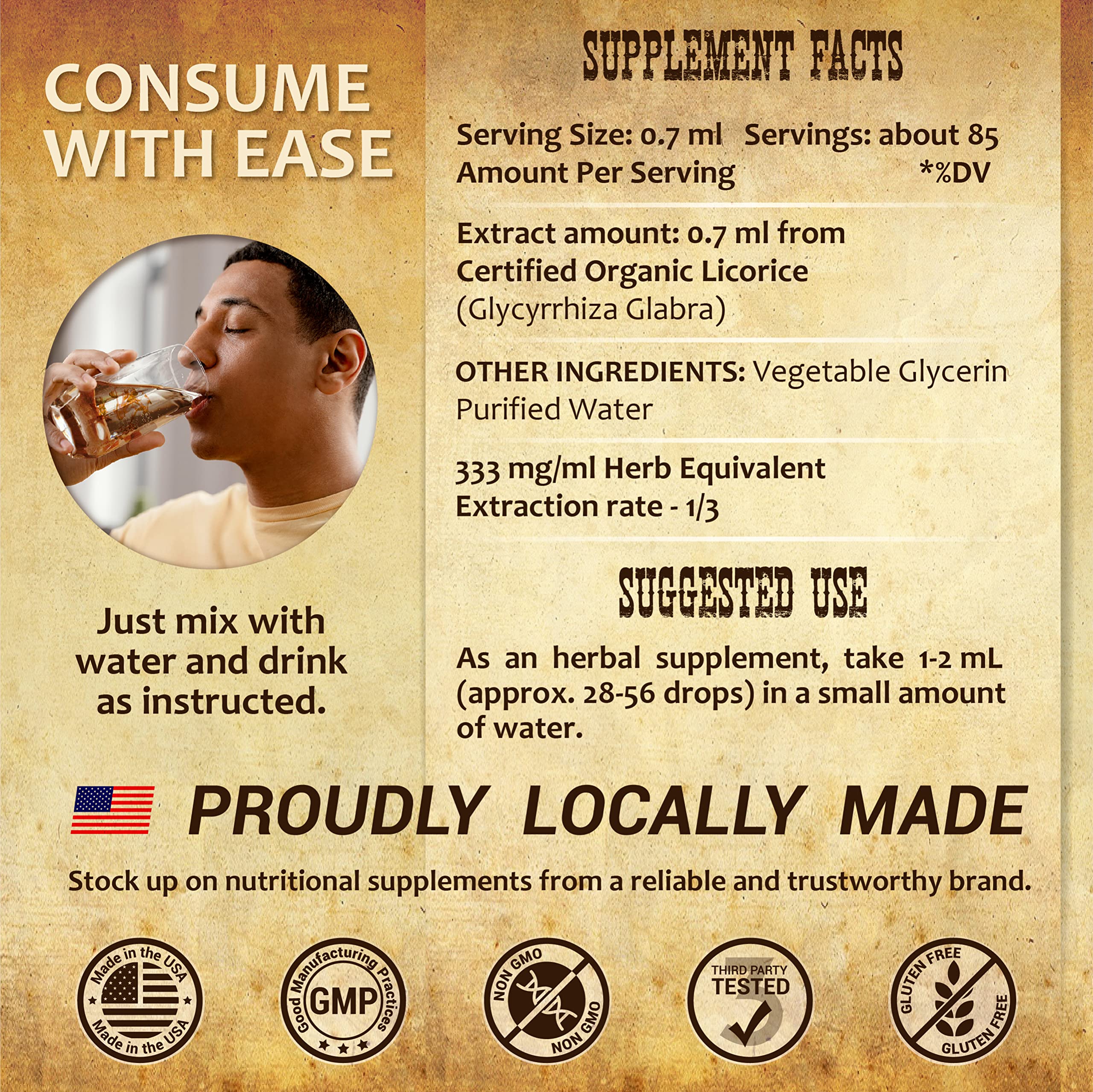 HERBALICIOUS Licorice Root Extract – Organic Liquid Herbal Extract, 2 oz | Vegan, Non-GMO, Gluten-Free