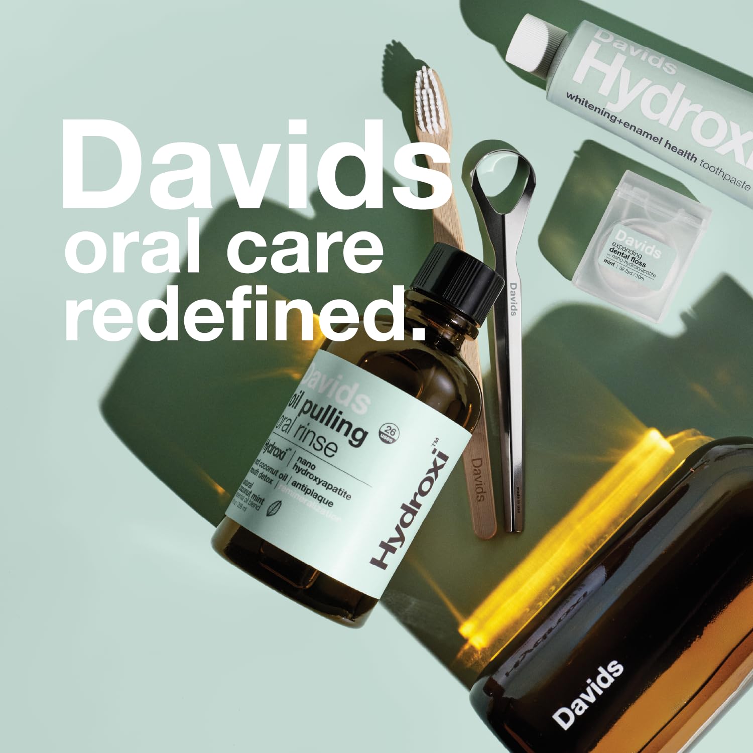 Davids Nano Hydroxyapatite Oil Pulling Mouthwash – 9 oz, Mint, MCT Coconut Oil