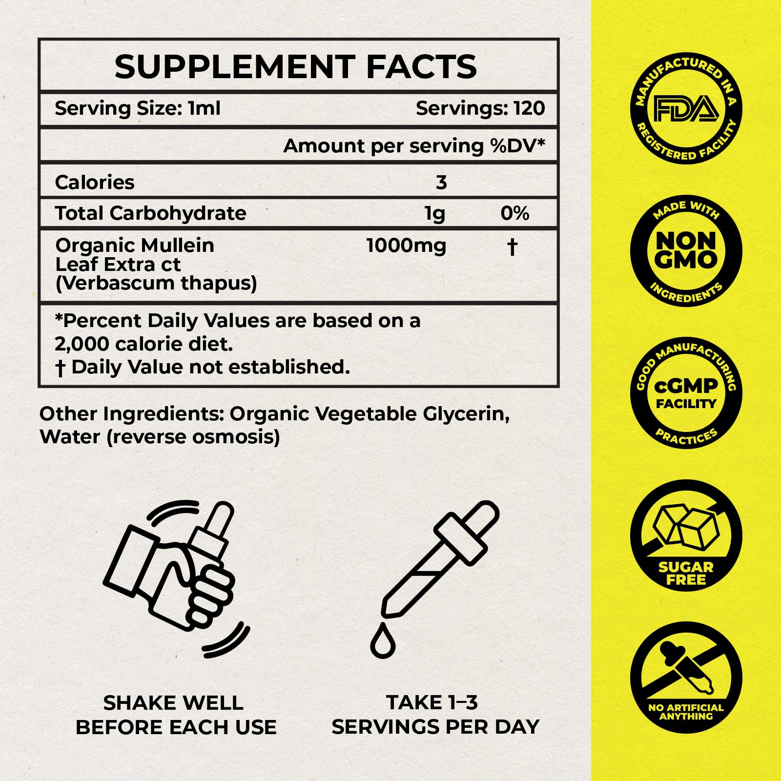 Inhale Mullein Drops for Lungs – Mullein Leaf Extract | Lung Detox & Respiratory Support – Made in USA 4oz