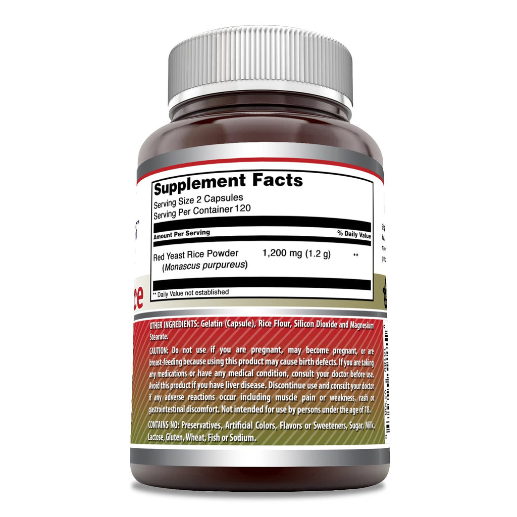 Red Yeast Rice 1200mg – 240 Capsules | Made in USA, Non-GMO