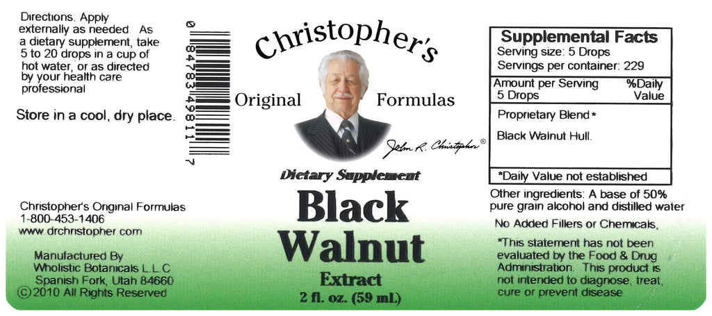 Christopher's Original Formulas Black Walnut Extract - 2 oz | Herbal Liquid Supplement