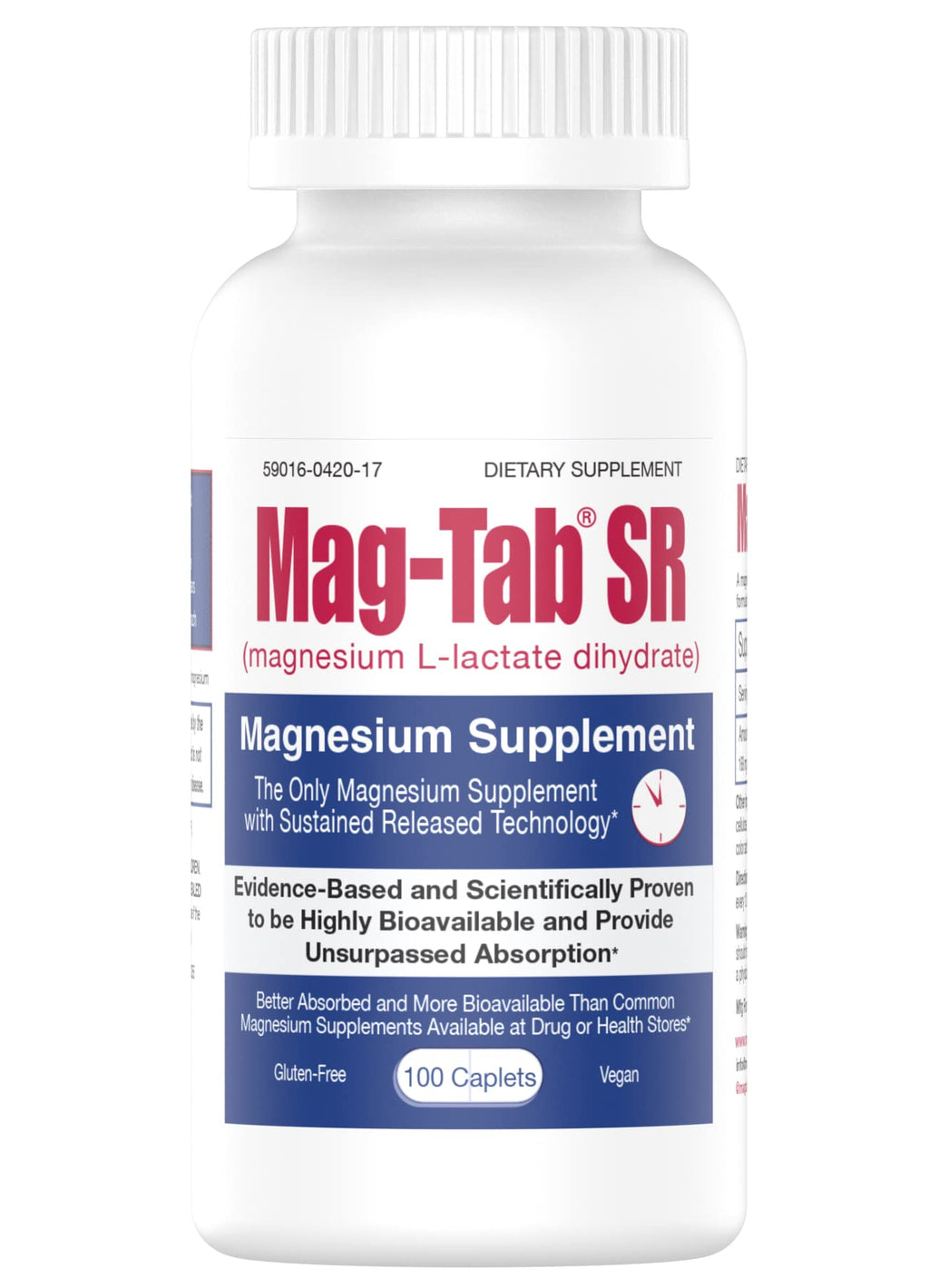 MAG-TAB SR Extended Release Magnesium Lactate – 100 Count