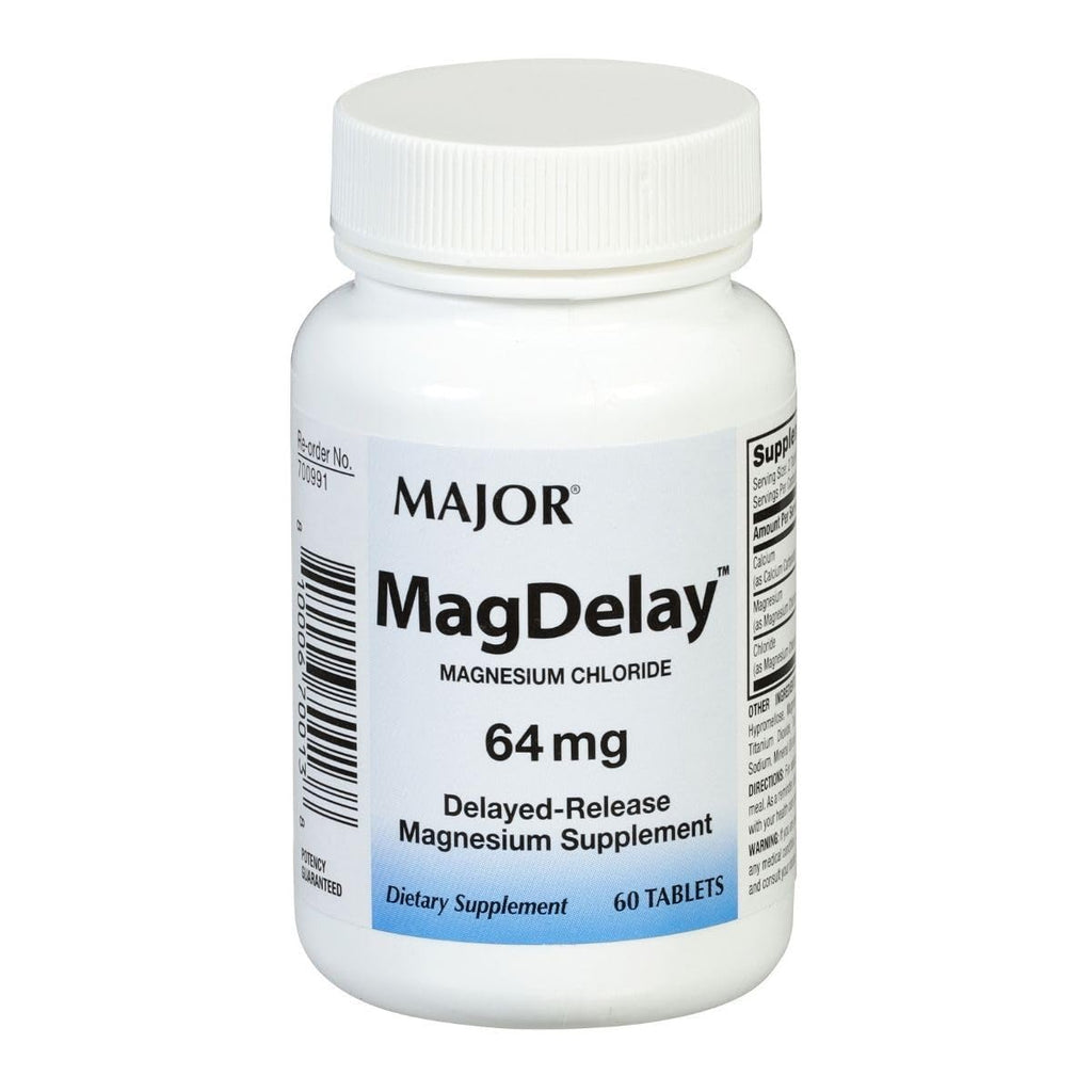MagDelay Magnesium Chloride 64 mg | Delayed-Release Magnesium Supplement - 60 Tablets