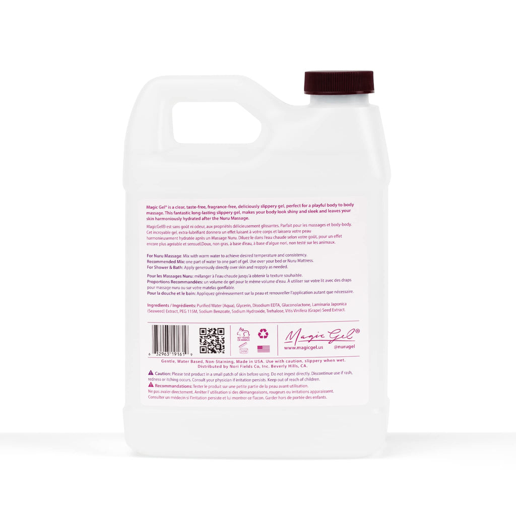 Magic Gel Nuru Massage Therapy Gel – 33.8 fl oz – Clear, Fragrance-Free, Made in USA