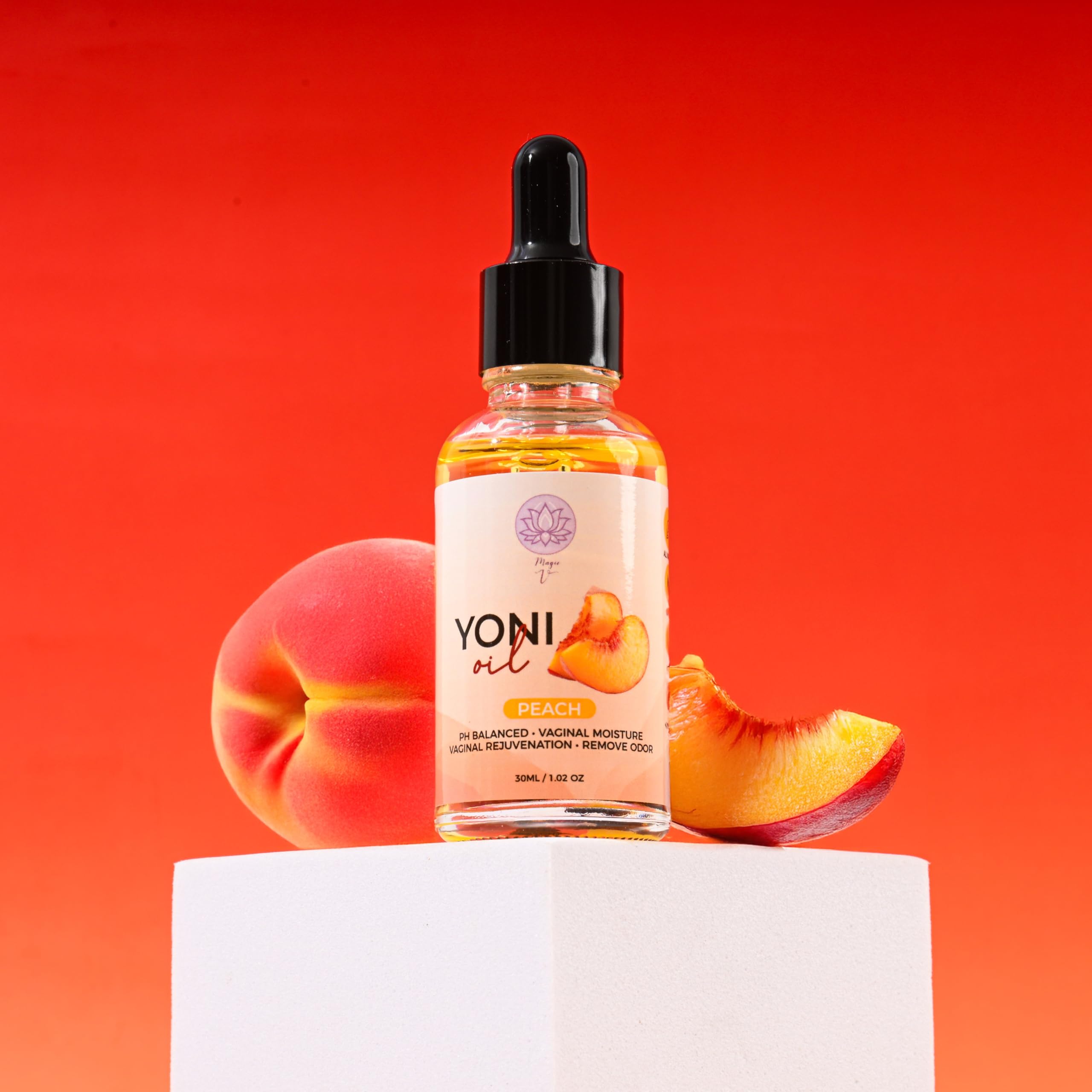 Magic V Steam Yoni Oil for Women – Organic Vaginal Care, pH Balance, Odor Control, Peach Scent