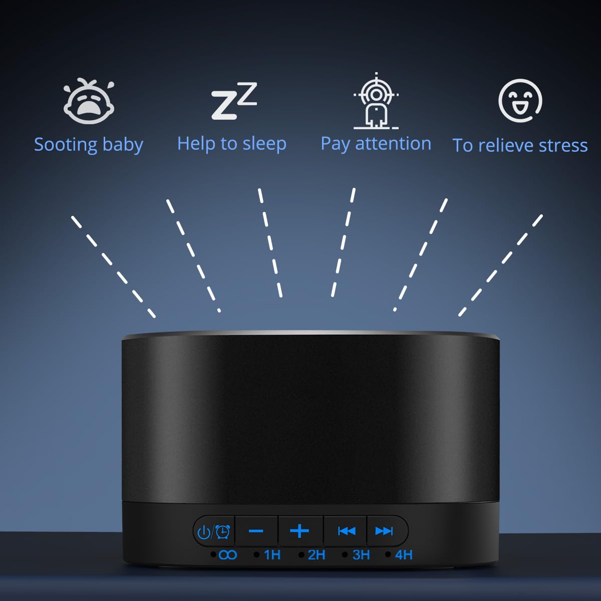 Magicteam White Noise Machine — 20 Non-Looping Sounds, 32 Levels, Memory Function, AC/USB