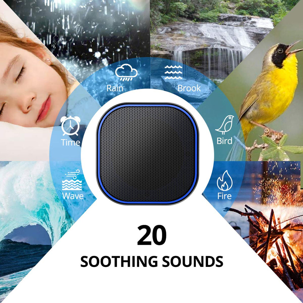 Magicteam White Noise Machine — 20 Non-Looping Sounds, 32 Levels, Memory Function, AC/USB