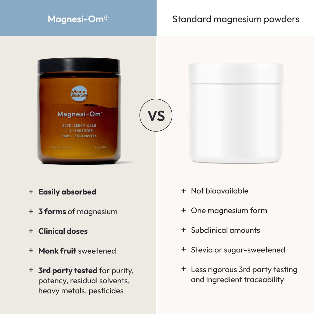 Moon Juice Magnesi-Om Magnesium Powder – Chelated Magnesium + L-Theanine for Rest, Relaxation & Regularity – Vegan & Non-GMO – Blue Lemon, 4.2 oz