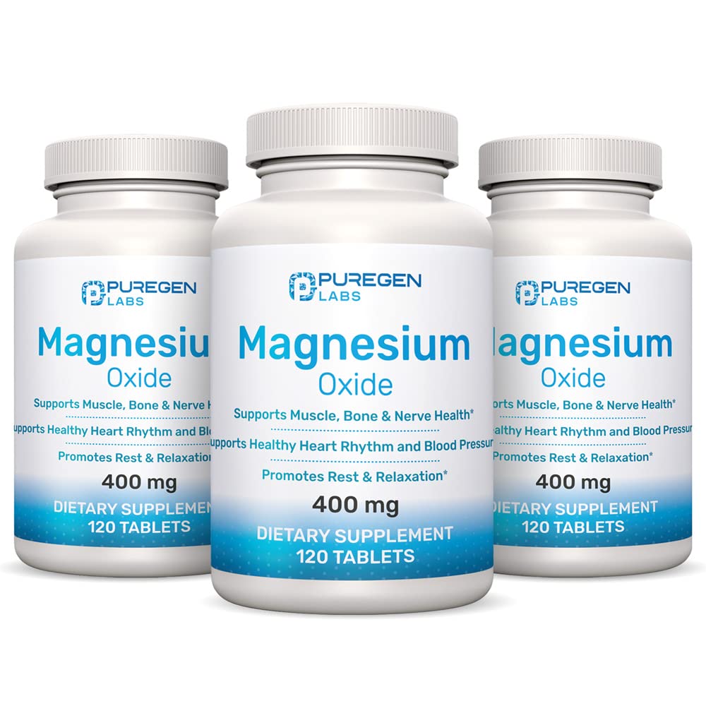 Magnesium 400mg High Potency – Magnesium Oxide | 3 Pack, 360 Count