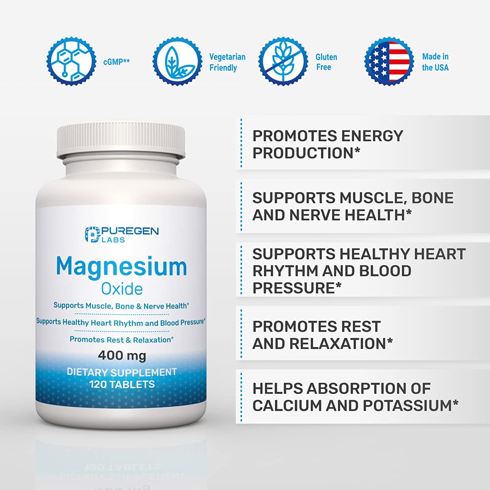 Magnesium 400mg High Potency – Magnesium Oxide | 3 Pack, 360 Count