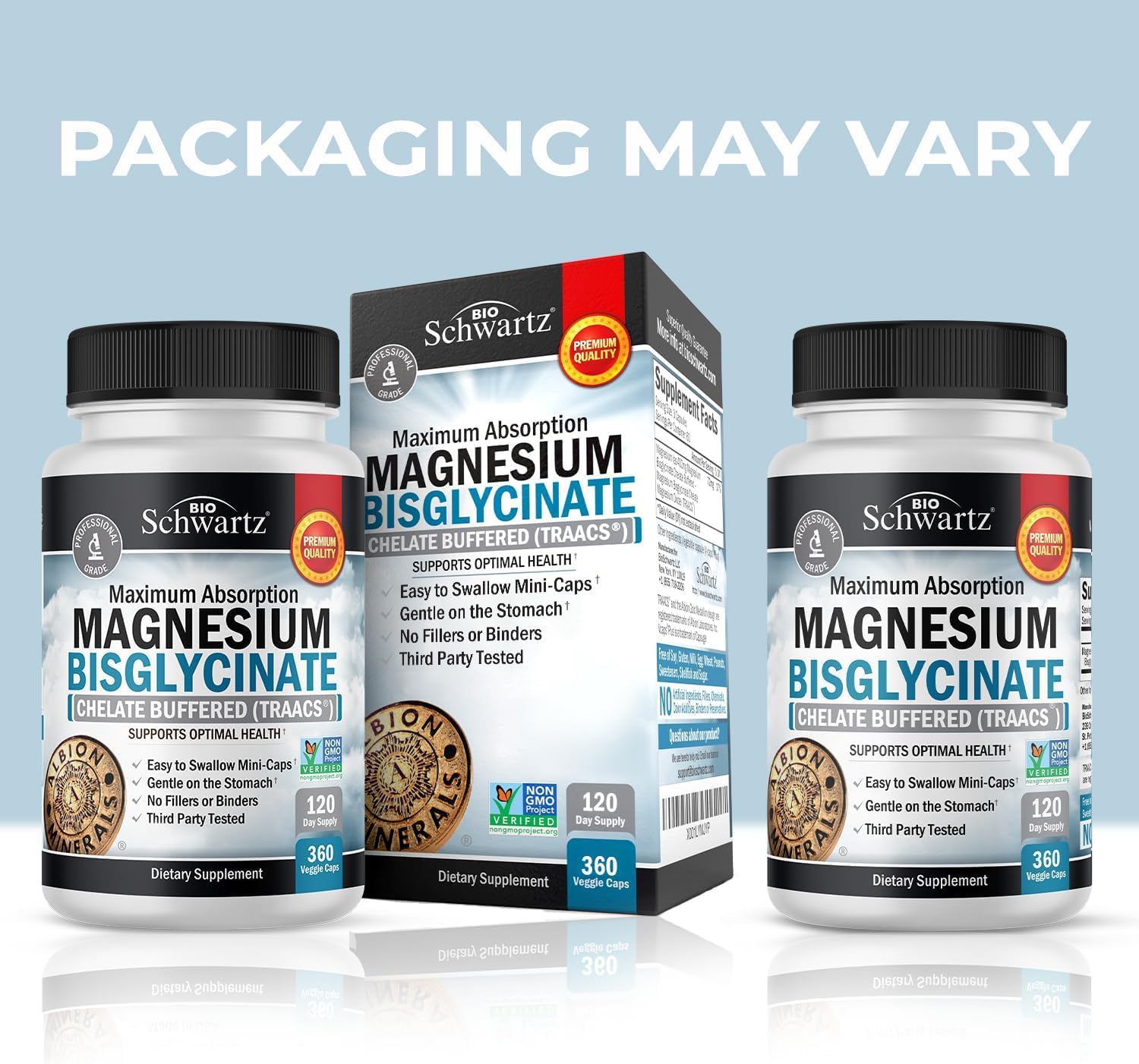 Magnesium Bisglycinate Chelated Supplement – High Absorption, 360 Capsules