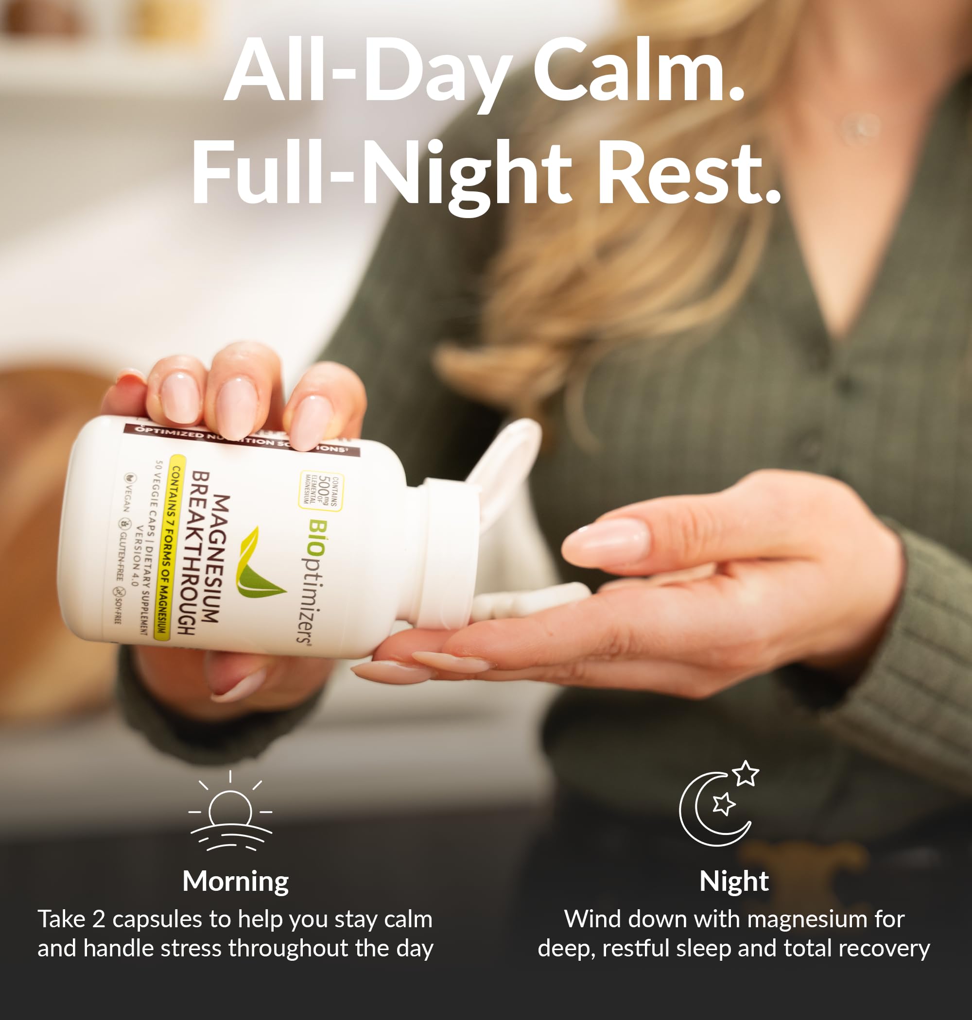 BIOptimizers Magnesium Breakthrough Complex – 7 Mg Forms for Sleep & Focus | 30 Capsules