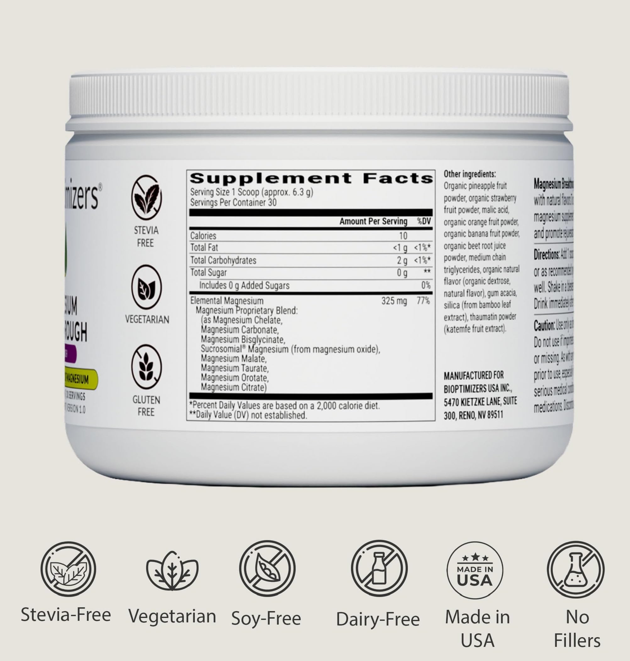 BIOptimizers Magnesium Breakthrough Drink – 8 Magnesium Forms, Electrolytes, Sleep Support & Recovery