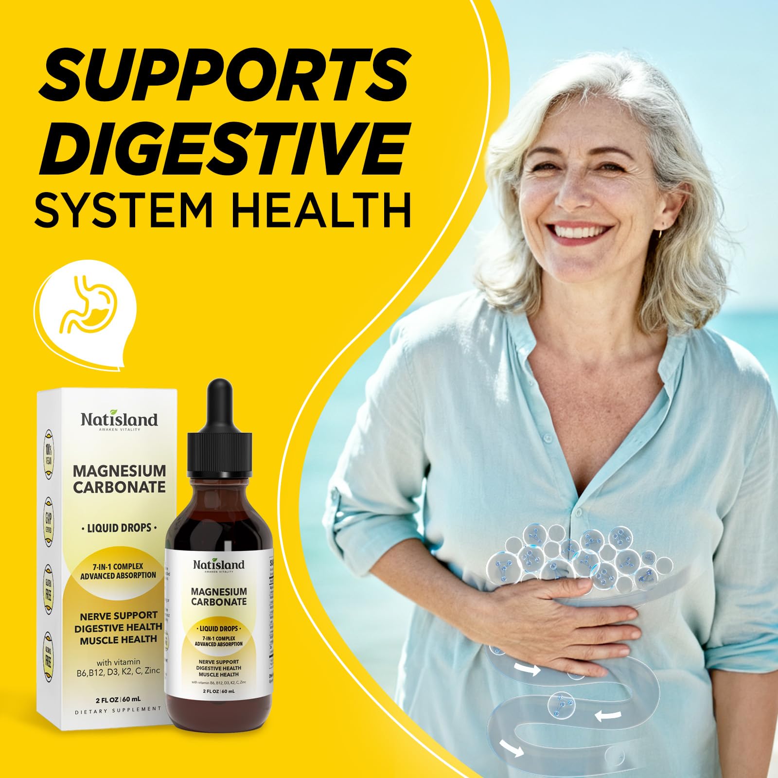 Magnesium Carbonate Liquid Drops 500mg – High Absorption, Lemon Flavor