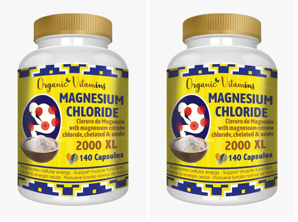 Magnesium Chloride 140 Capsules - High Absorption Mg (Citrate, Chelated & Oxide) - Non-GMO Pack of 2