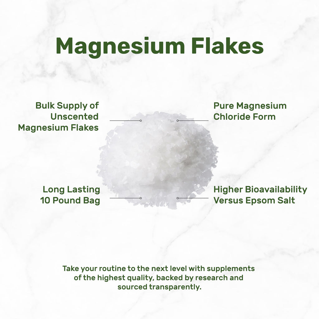 Pure Magnesium Flakes Bath Soaks 10 lbs — High-Absorption Magnesium Chloride