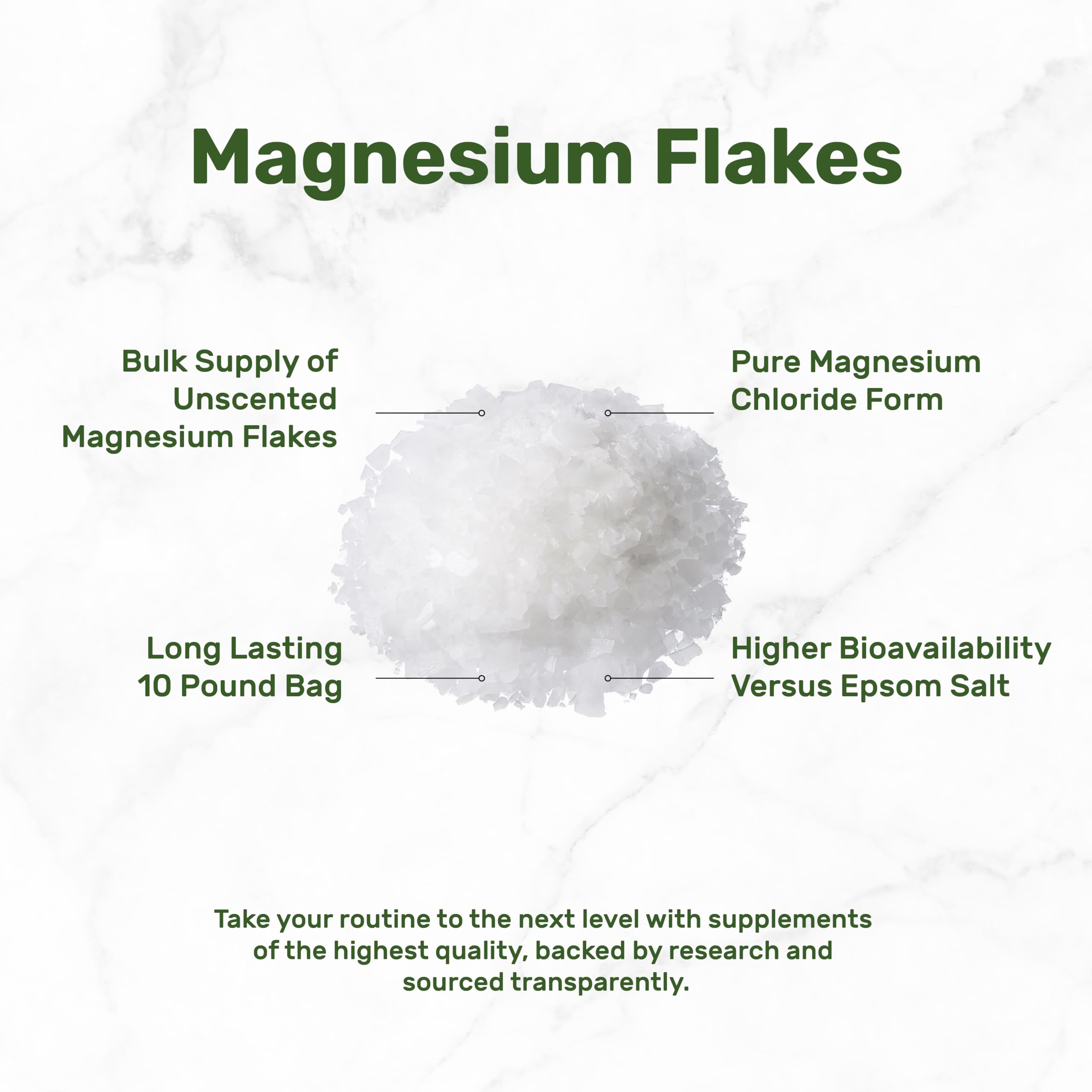 Pure Magnesium Flakes Bath Soaks 10 lbs — High-Absorption Magnesium Chloride