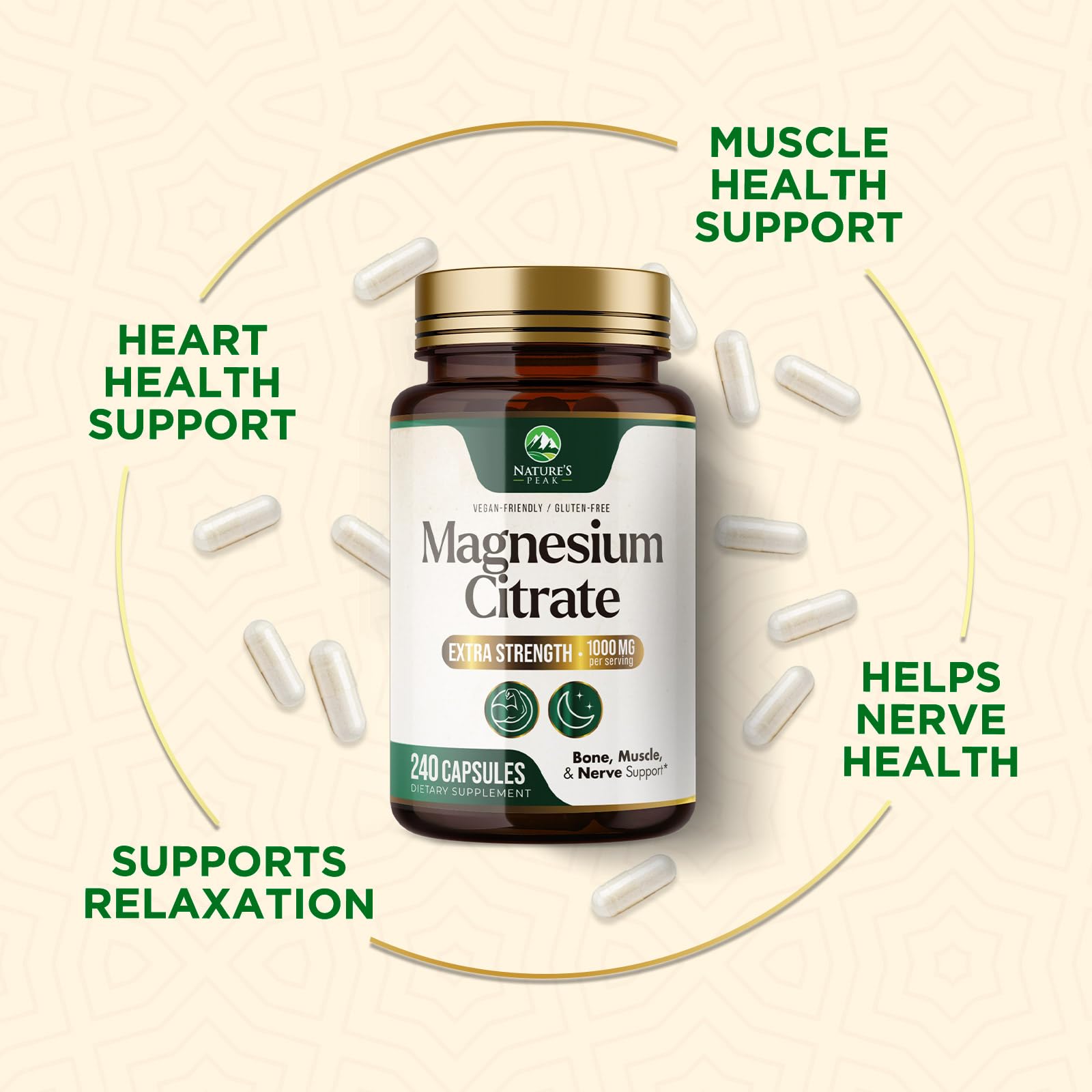 Magnesium Citrate 1000mg - High Absorption Magnesium, 240 Capsules