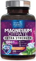 Magnesium Citrate Capsules 1000mg - High Absorption Magnesium for Muscle, Nerve, Bone & Heart Health | 240 Capsules