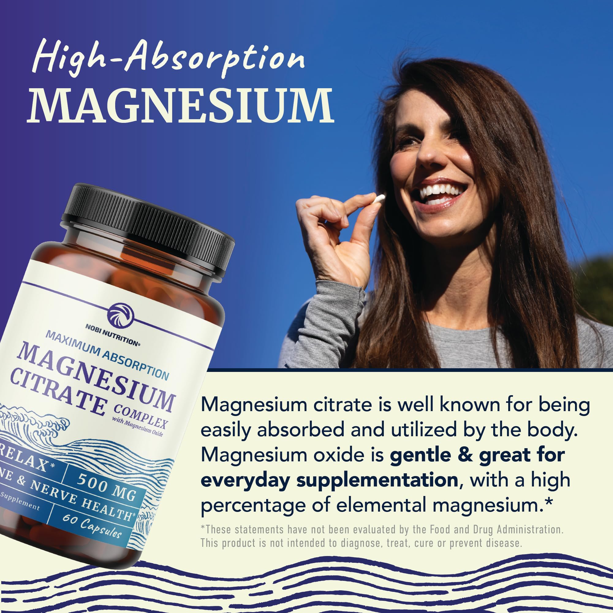 Magnesium Citrate Complex 500 MG | Digestive & Calm Support, 60 Caplets